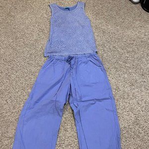 Fresh Produce Purple Periwinkle Blue Ribbed Tank & Capri Set Size Large